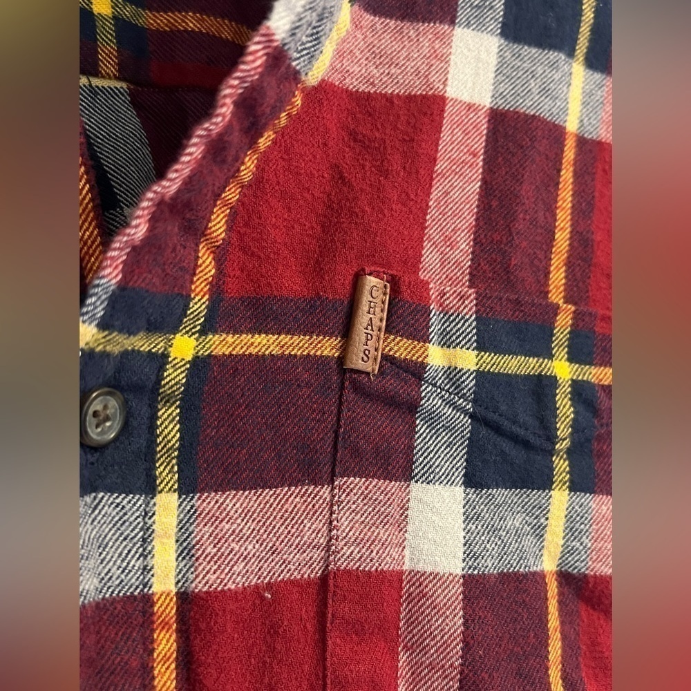 Chaps Performance Men’s Classic Fit Flannel Long Sleeve Shirt Red Blue - Picture 8 of 8